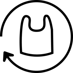 Icon of a plastic bag surrounded by an arrow heading clockwise