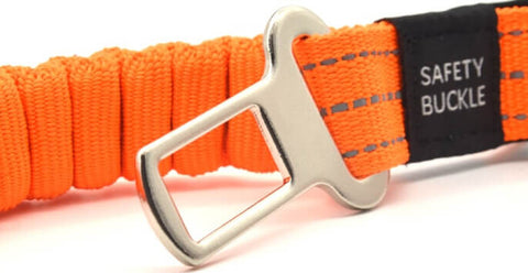 Safety dog leash that clips into the seatbelt attachment in the car for your dogs safety.