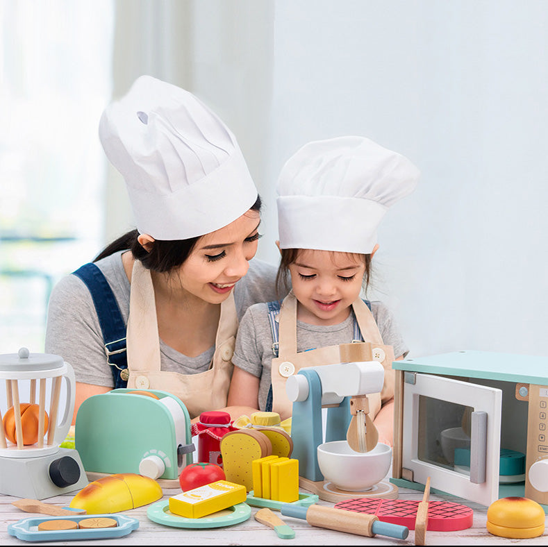 wooden play kitchen appliances