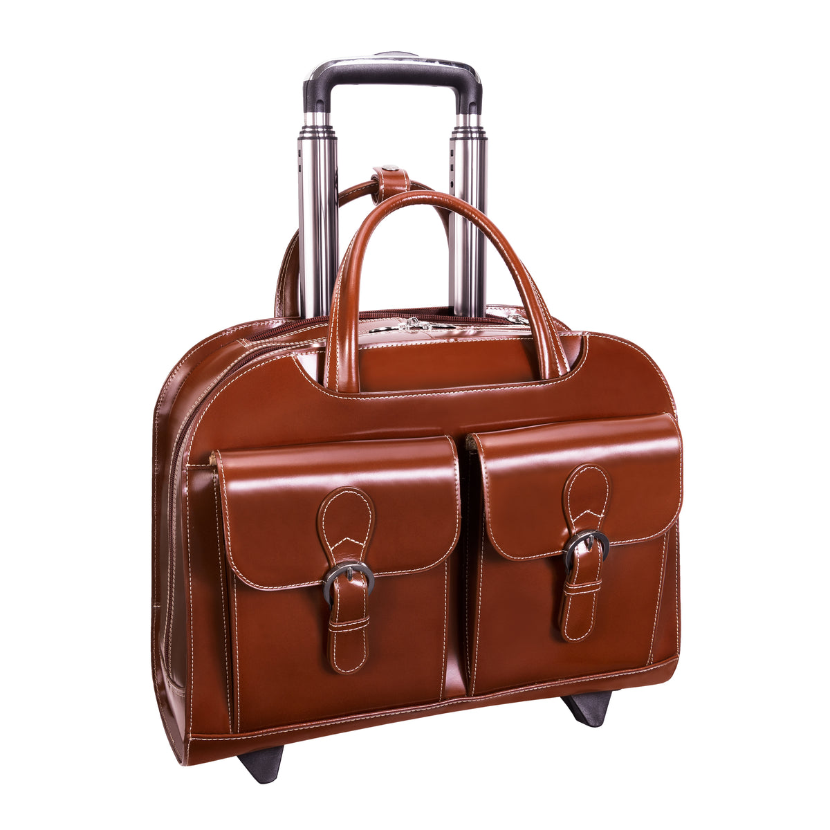 DAVIS | 15” Leather Wheeled Laptop Briefcase