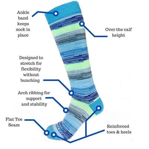 Striped over the calf sock diagram