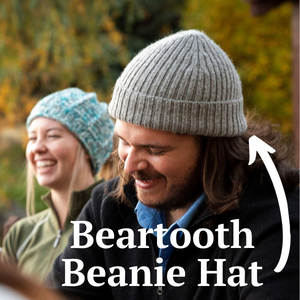 man smiling wear alpaca wool gray beartooth beanie hat