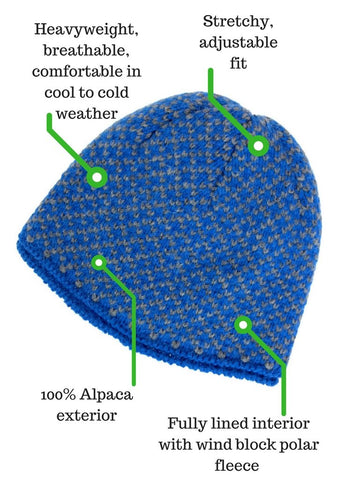 Winter Fleece Lined Alpaca Beanie Diagram