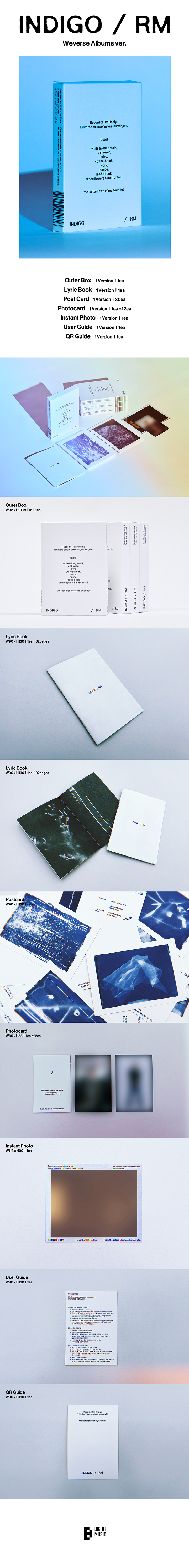 BTS RM - The 1st Full Album 'Indigo' Postcard Edition (Weverse Albums Ver.)