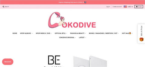 COKODIVE website, screenshot
