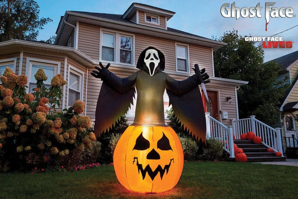 6-foot Light-Up Inflatable Scream Ghost Face Lawn Decoration