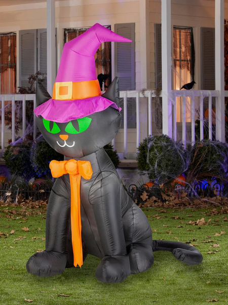 6-foot Inflatable Witch Cat Lawn Decoration