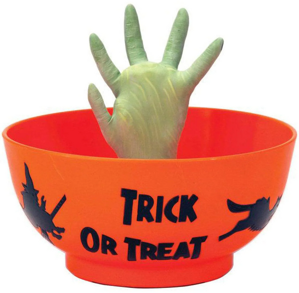 Animated witch hand candy bowl Halloween Decoration.