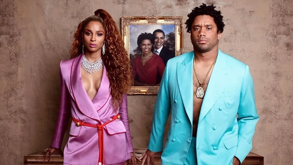 Couples costume featuring Ciara and Russell Wilson dressed as Beyonce and Jay-Z.
