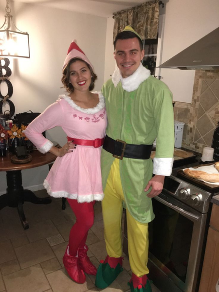 Couples costume featuring Buddy and Jovie from Elf.