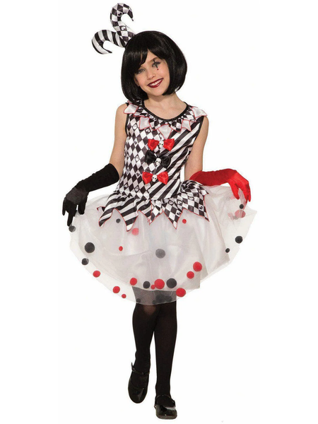 Girls' Harlequin Clown Halloween Costume