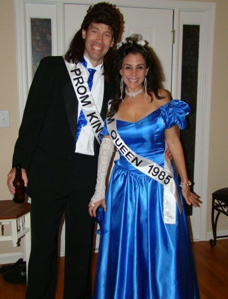 Couples costume featuring a couple dressed as a 1980s Prom King and Prom Queen.