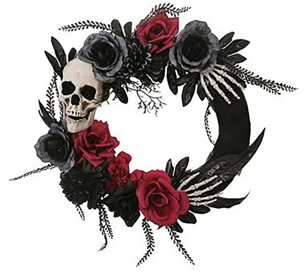 Skull and Roses Halloween Wreath Decoration