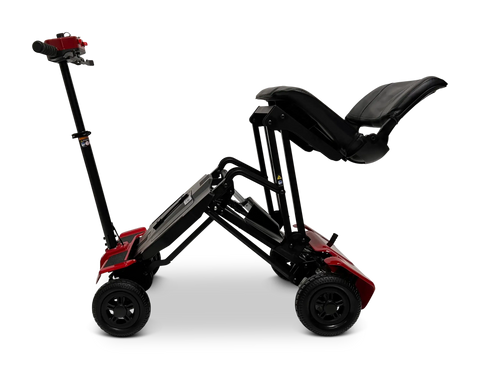 Red ComfyGo MS-4000 Auto Folding Mobility Scooter Right View Half Fold 2