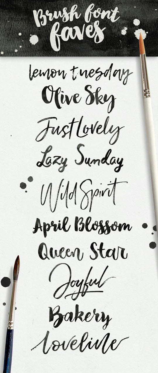Brush font faves, free or commercial fonts