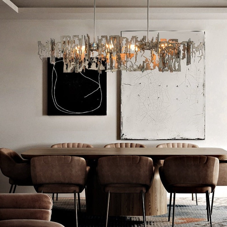 linear chandelier dining room