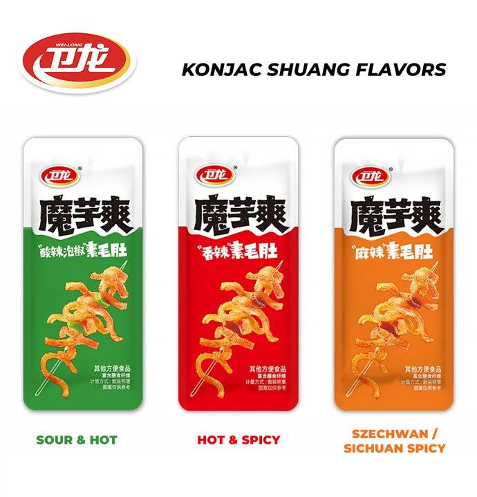 Weilong Konjac Shuang Flavors - Sour & Hot, Hot & Spicy, Szechwan Sichuan Spicy