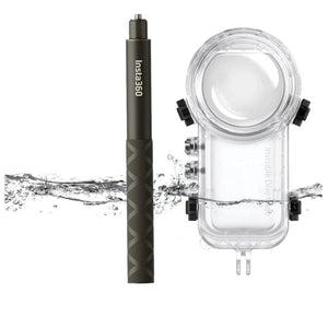 50m Waterproof Dive Case Housing + 114 Invisible Original Selfie Stick Kit for Insta360 X4 - Devicean
