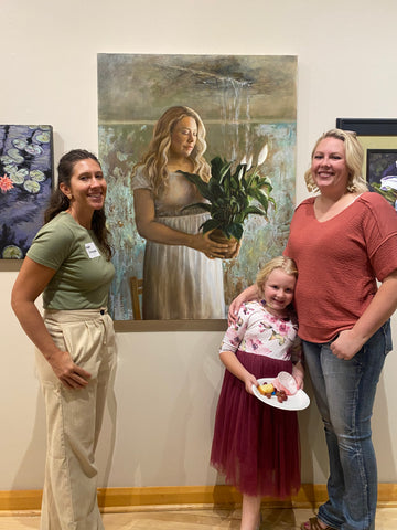 Artist Megan Schaugaard and model (and her daughter) for Still Blooming, original artwork by Megan Schaugaard