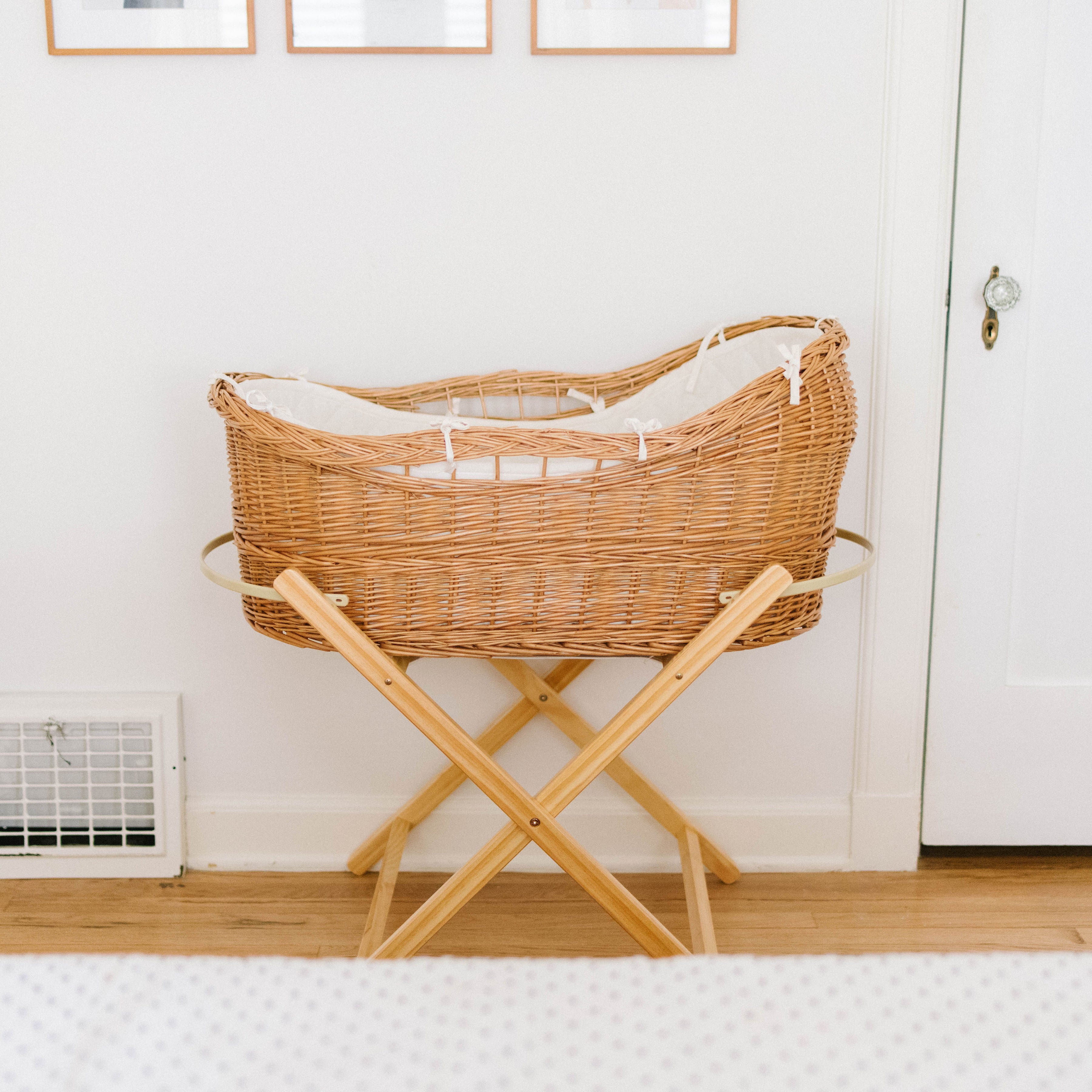 vintage wicker bassinet with stand
