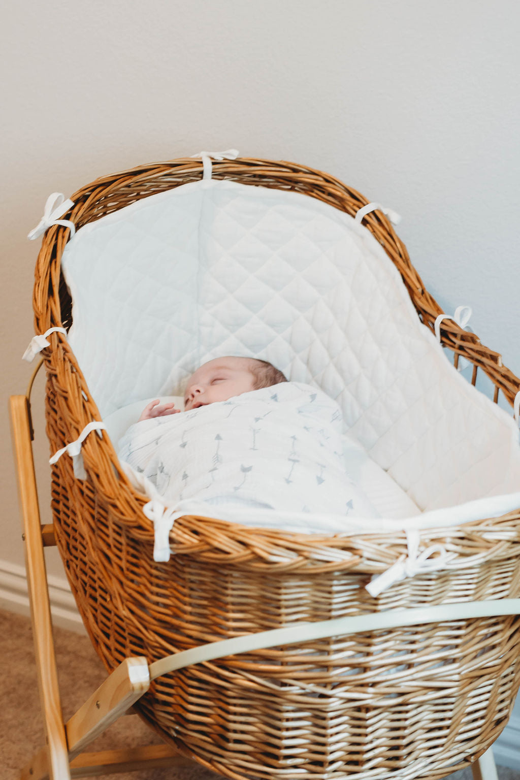 vintage wicker bassinet with stand