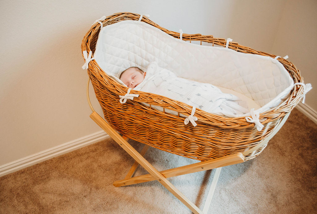 wicker bassinet with stand