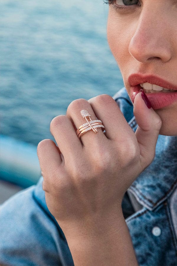 Dainty Pavé Ring - Pink Silver | APM Monaco