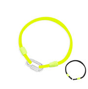 NEON YELLOW & BLACK NYLON BRACELETS WITH CHAIN LINK - SILVER