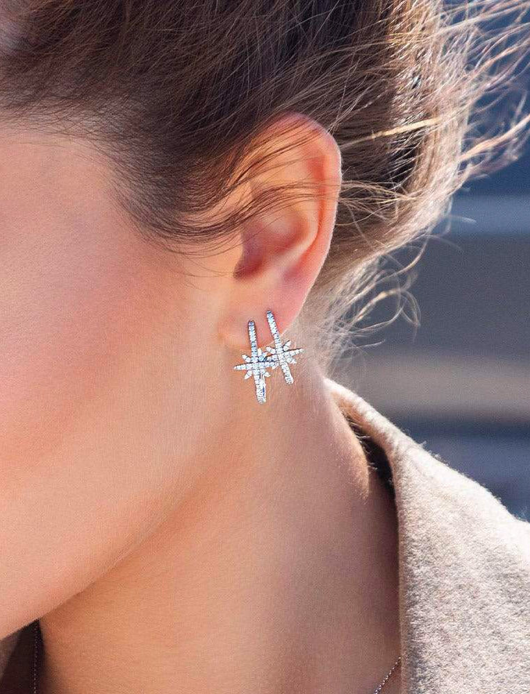 Météorites Rectangular Earrings - White Silver | APM Monaco