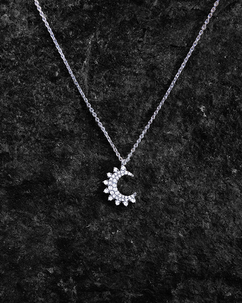 APM Monaco Moon Necklace - White Silver