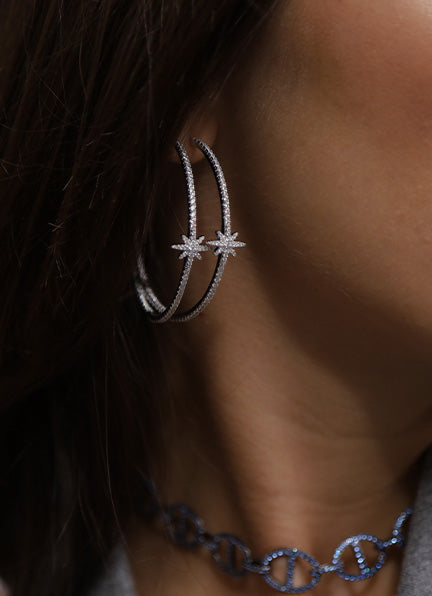 Météorites Hoop Earrings - silver