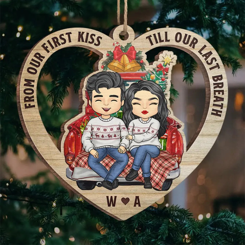 Every Christmas, I Fall In Love With You All Over Again - Couple Personalized Custom Ornament - Wood Custom Shaped - Christmas Gift For Husband Wife, Anniversary