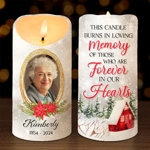 Custom Photo Always In Our Hearts - Memorial Personalized Custom LED Candle - Sympathy Gift, Christmas Gift For Family Members - Doptika