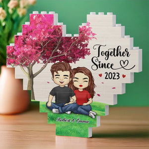 Forever Together - Couple Personalized Custom Heart Shaped Building Brick Blocks - Gift For Husband Wife, Anniversary - Doptika