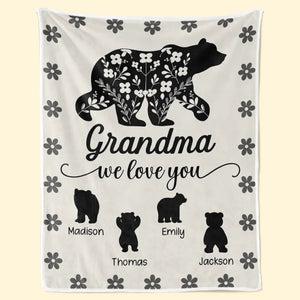 Grandma Fill Our Hearts With Love - Family Personalized Custom Blanket - Gift For Mom, Grandma - Doptika