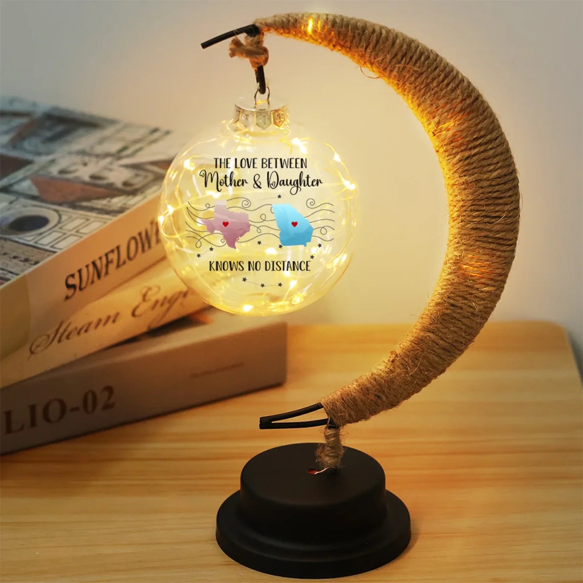 A Mother And Daughter’s Bond Knows No Distance - Family Personalized Custom Moon Lamp Light - Gift For Mom, Daughter