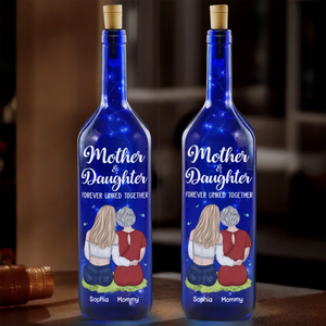 A Love That Time Can't Fade - Family Personalized Custom Blue Bottle Lamp - Mother's Day, Gift For Mom, Daughter - Doptika