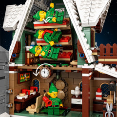 A cheerful Christmas creation Step into the world of the elves and experience the true Christmas feeling. This model building set with waffles, presents and sleigh rides is packed with your favorite Christmas traditions. You will find a Christmas tree full of decorations, various presents and a computer to keep track of who has been nice and naughty this year. With the telescope, the elves can watch Santa Claus take off in his sleigh. A Christmas project just for you This Elf Clubhouse is part of a range of LEGO model building sets for adults who love ingenious designs and detailed scenes. The model is of course also a great Christmas gift for a loved one.