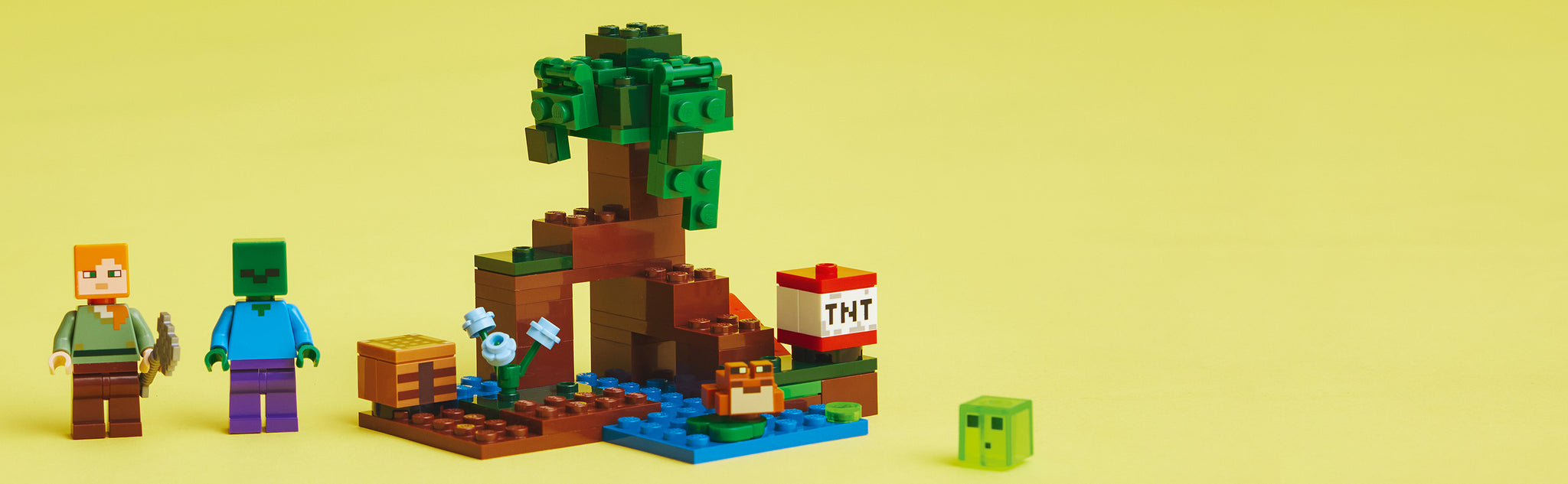 Verras Minecraft® spelers van 7 jaar en ouder met een moeras vol avontuur, actie en creativiteit met LEGO® Minecraft Het Moerasavontuur (21240).  Superleuk Minecraft speelgoed om te bouwen en te ontdekken Geef kinderen de creativiteit van Minecraft in handen met deze fysieke versie van het gevaarlijke moeraslandschap. Dit veelzijdige speelgoed bevat de bekende Minecraft favoriet Alex die door de modder en mangroven reist op een Minecraft avontuur. Naast mogelijkheden om creatief te bouwen, zijn er 2 vijandige mobs om het tegen op te nemen – een zombie en een slijm, maar ook een vriendelijke kikker die de actie observeert vanaf een lelieblad. Kinderen helpen Alex haar bijl te gebruiken en een hendel te bedienen om TNT tot ontploffing te brengen en elke aanval af te weren. Voor extra digitaal plezier heeft de LEGO Builder app intuïtieve zoom- en draaifuncties waarmee kinderen hun model kunnen visualiseren terwijl ze het bouwen.  Creatieve Minecraft® speelset – LEGO® Minecraft Het Moerasavontuur (21240) bootst het mangrovemoeras van het spel na en zit boordevol mogelijkheden om creatief te bouwen en spannende confrontaties na te spelen Bekende personages – bevat de Minecraft® favorieten Alex, een zombie, een slijmblok en een kikker in een moeraslandschap compleet met een mangroveboom, werkbank, bijl en exploderende TNT-functie Veel speelmogelijkheden – kinderen kunnen bouwen, verkennen, strijden en TNT tot ontploffing brengen terwijl ze vijandige mobs in het gevaarlijke mangrovemoeras afweren Leuk cadeau voor kinderen – verras Minecraft® spelers van 7 jaar en ouder met deze fysieke versie van het spannende moeras uit de game voor een verjaardag, de feestdagen of een andere gelegenheid Ook voor onderweg – deze compacte set is ca. 8 cm hoog, 9 cm breed en 8 cm diep en biedt diverse speelmogelijkheden Interactief digitaal bouwen – de LEGO® Builder app heeft intuïtieve zoom- en draaifuncties waarmee kinderen hun model kunnen visualiseren terwijl ze het bouwen Minecraft® in het echt – met LEGO® Minecraft sets beleven kinderen de populaire game op een andere manier met mobs, omgevingen en kenmerken die tot leven worden gebracht met LEGO stenen Kwaliteit gegarandeerd – LEGO® onderdelen voldoen aan strenge kwaliteitsnormen, waardoor ze consistent, compatibel en comfortabel in elkaar te zetten zijn Veiligheid staat voorop – LEGO® onderdelen worden gegooid, verhit, geplet, gedraaid engeanalyseerd om er zeker van te zijn dat ze voldoen aan strikte wereldwijde veiligheidsnormen