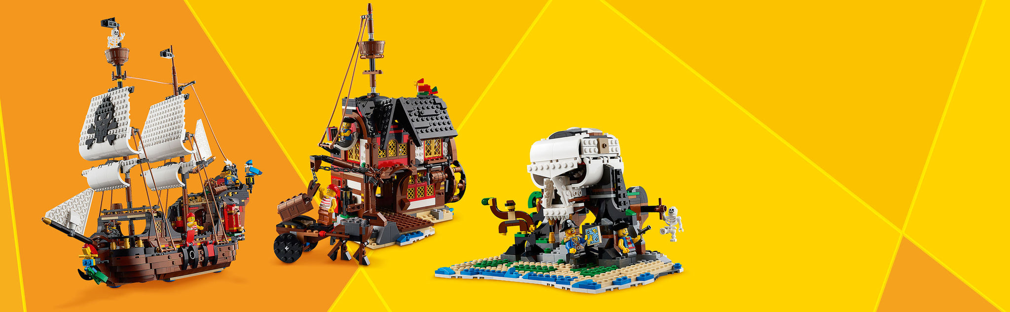 LEGO 31109 Piraten schip, piraten herberg of schedel eiland