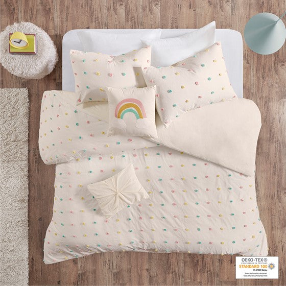 Callie Cotton Jacquard Pom Pom Comforter Set Multi- Twin
