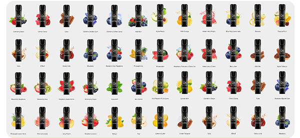The full range of Elfa Pro pod flavours