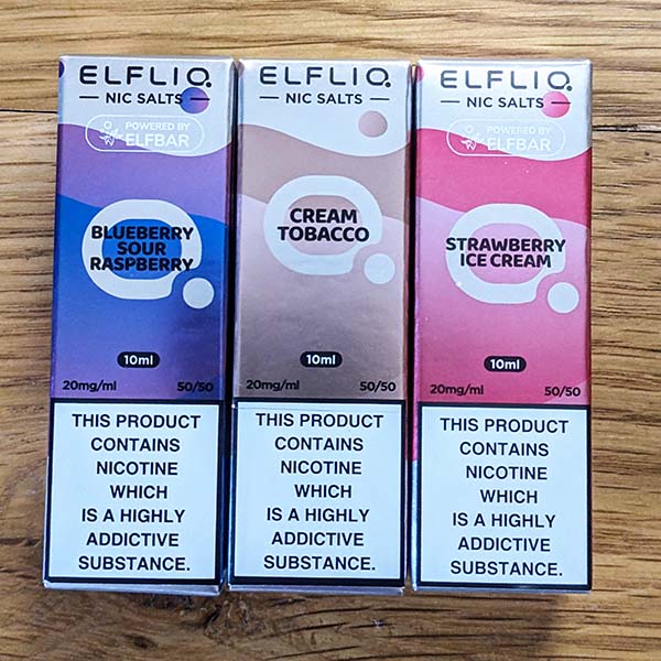 Blueberry Sour Raspberry, Cream Tobacco, Strawberry Ice Cream Elf Bar ElfLiq e-liquids