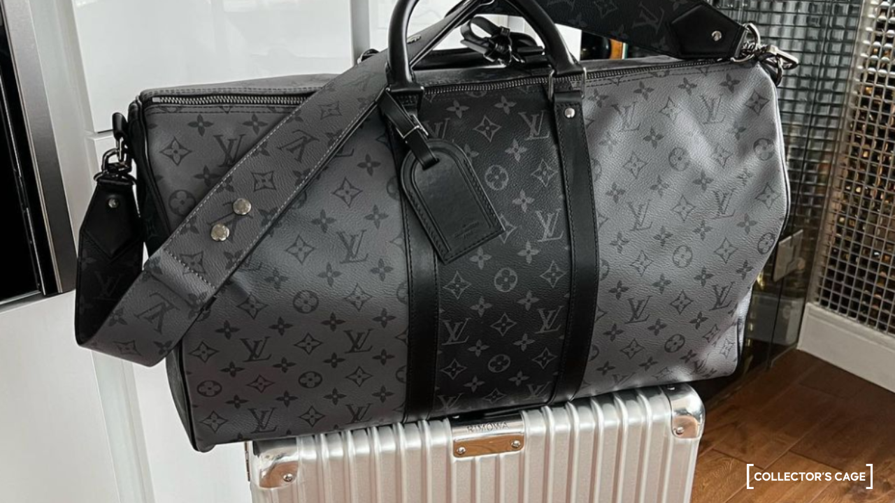 LOUIS VUITTON MENS KEEPALL BANDOULIÈRE 50 MONOGRAM ECLIPSE CANVAS