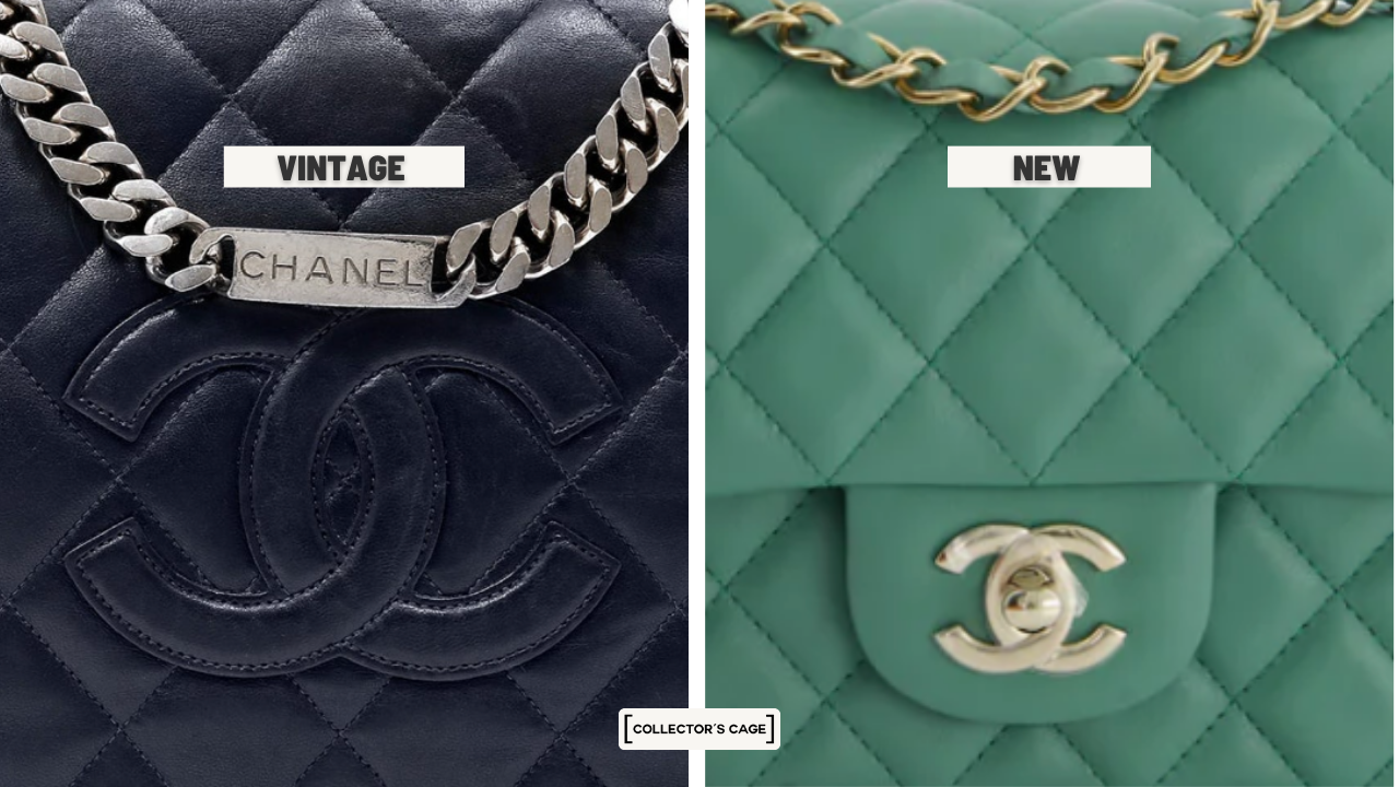 Vintage Chanel bag and a green rectangle Chanel bag