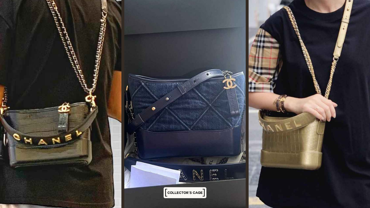 Black Chanel Gabrielle Bag, Denim Chanel Gabrielle Bag, Gold Crocodile Chanel Gabrielle Bag