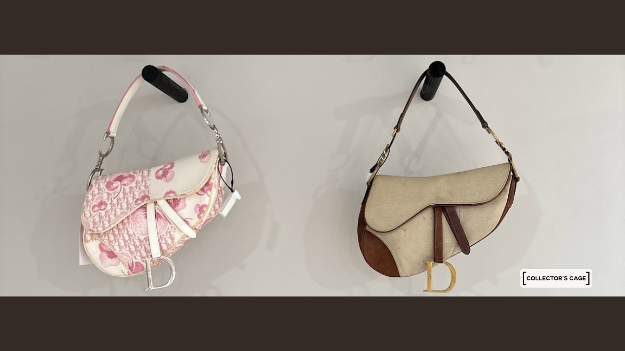 Pink/White Flower Dior Saddle Bag, Vintage Dior Saddle Bag