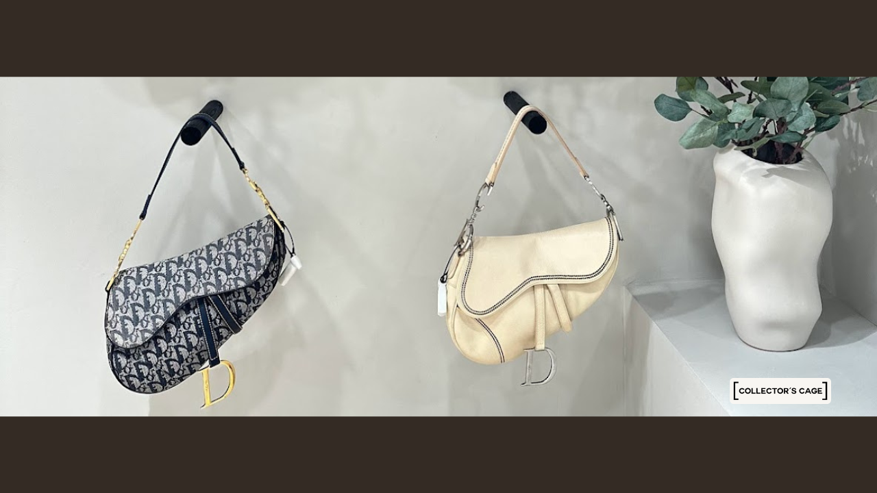 Dior Monogram Saddle Bag, Dior White Leather Saddle Bag