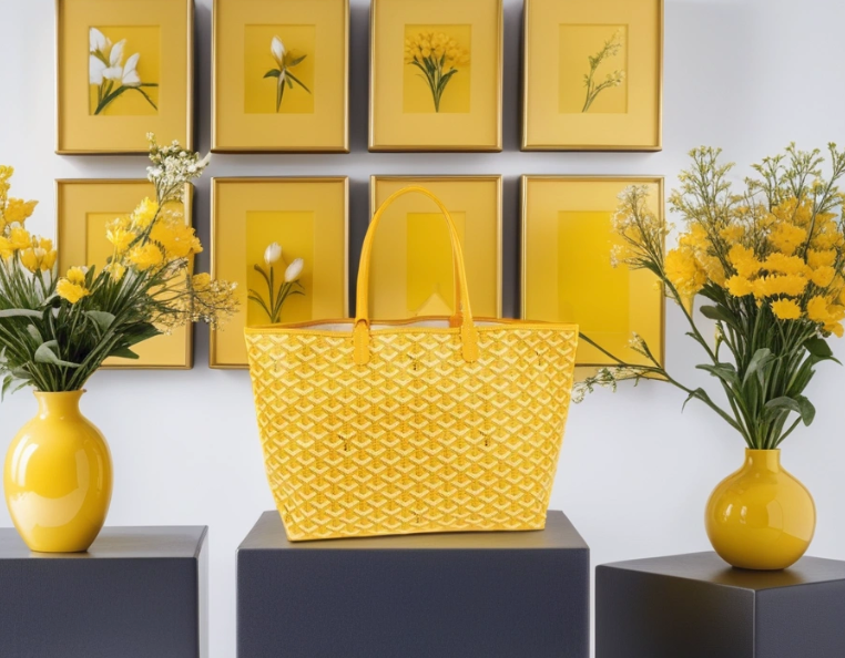 Yellow Goyard tote ba