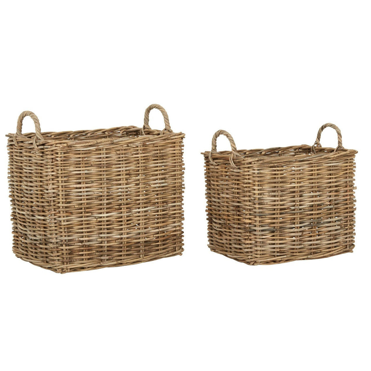 Emil Grey Rattan Storage Baskets | Glass Vault Furniture